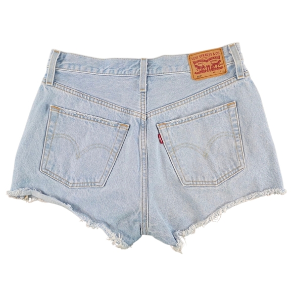 Levi’s 501 Distressed High Rise Button Fly Denim Cutoff Shorts Women’s W29 - Picture 3 of 8